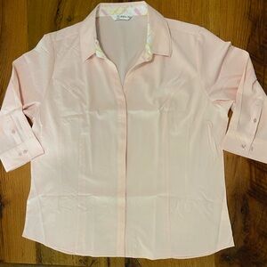 Tie G U Style Ballet Pink NWOT Stretch Button Front Shirt, Great Details, Sz XXL